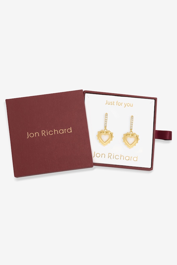 Jon Richard 14Ct Gold Plated Heart Birthstone Huggie Earrings - June - Gift Boxed