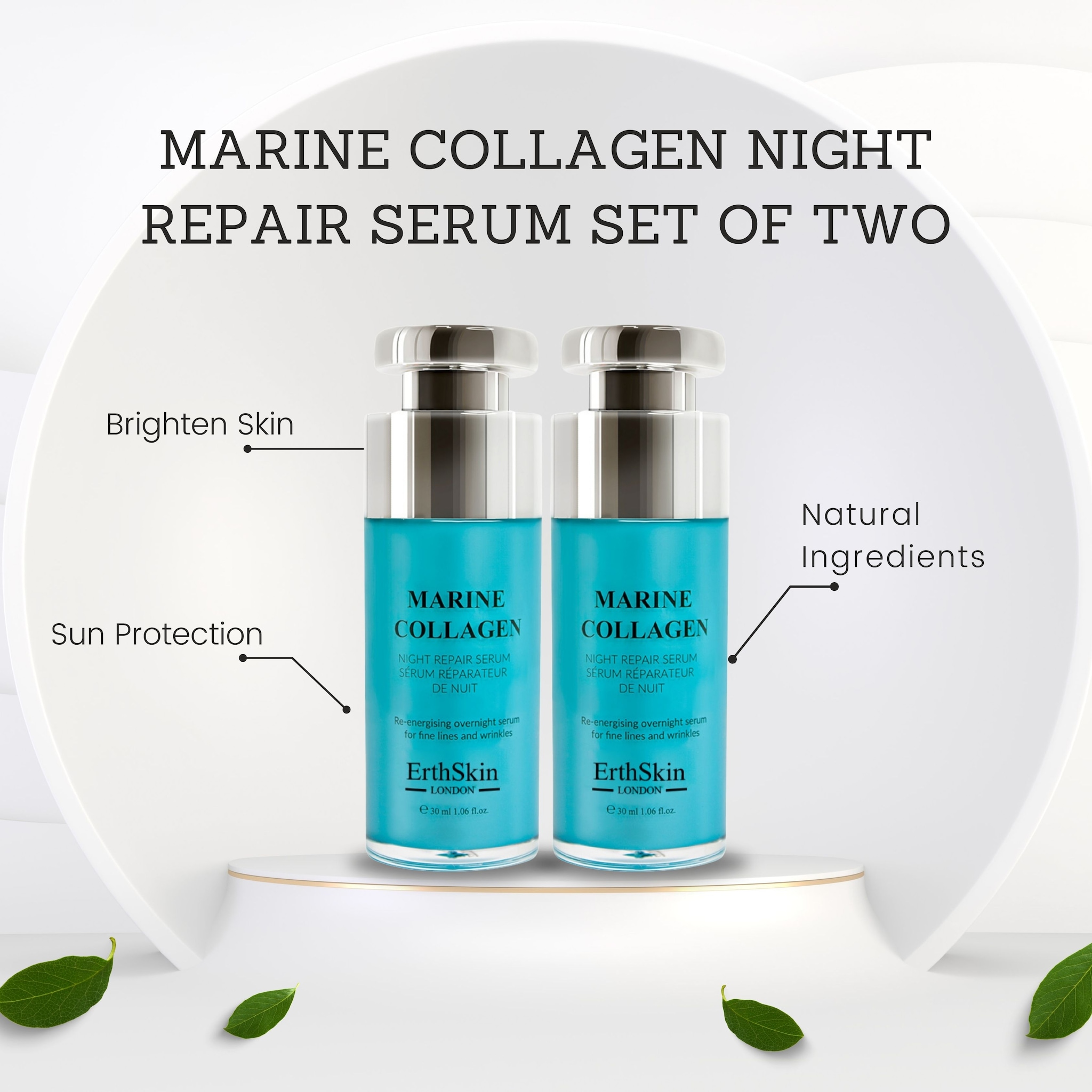 Erth Skin London 2x Marine Collagen Night Repair Serum 30ml image 2