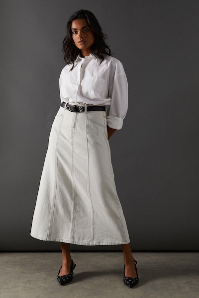 Warehouse Seam Detail Denim Midi Skirt