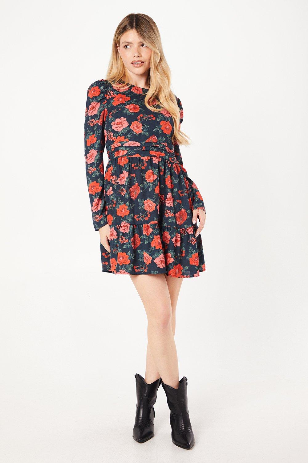 Dorothy Perkins Floral Ruffle Hem Mini Dress Floral image 2