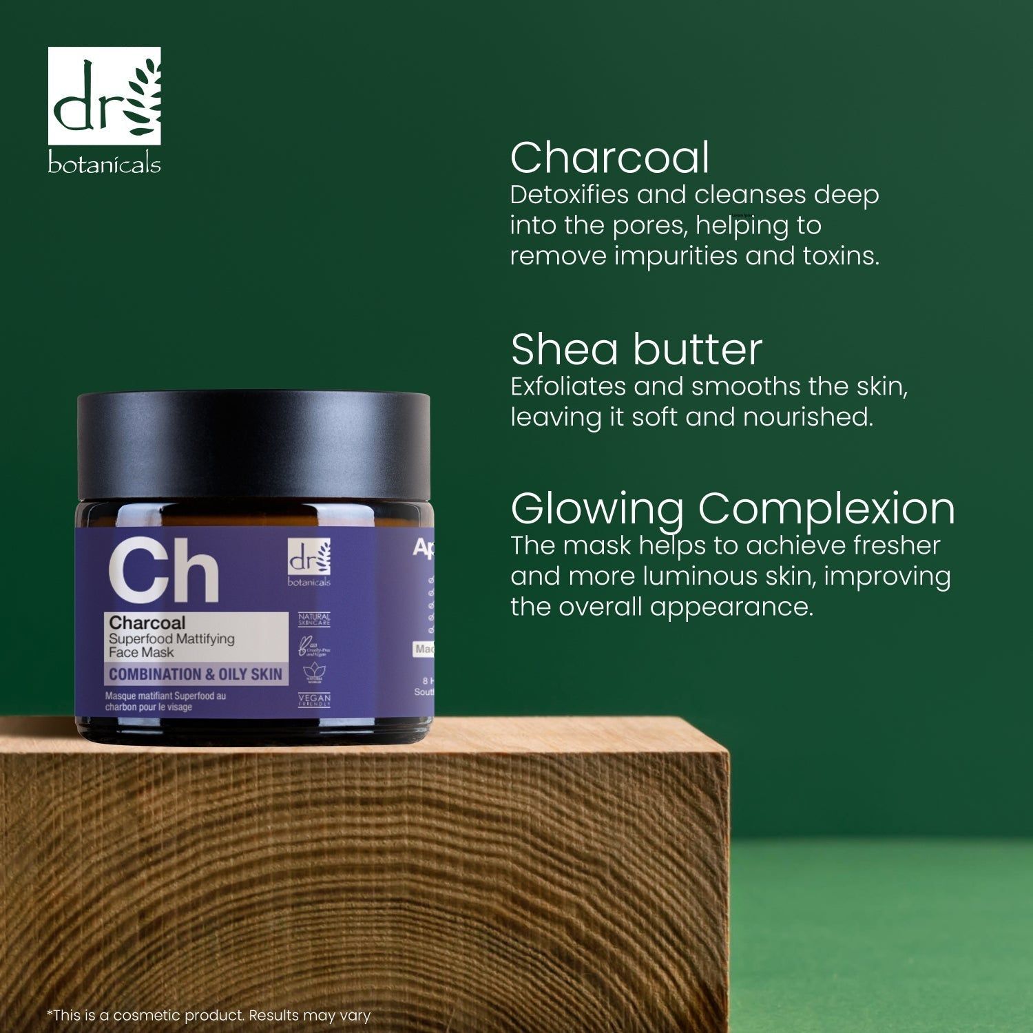 Dr. Botanicals Charcoal Superfood Mattifying Face Mask 60ml x 2 Duo Set image 6