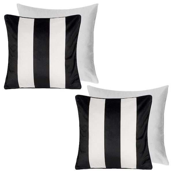 OHS 2 Pack Stripe Matte Velvet Filled Cushion Covers