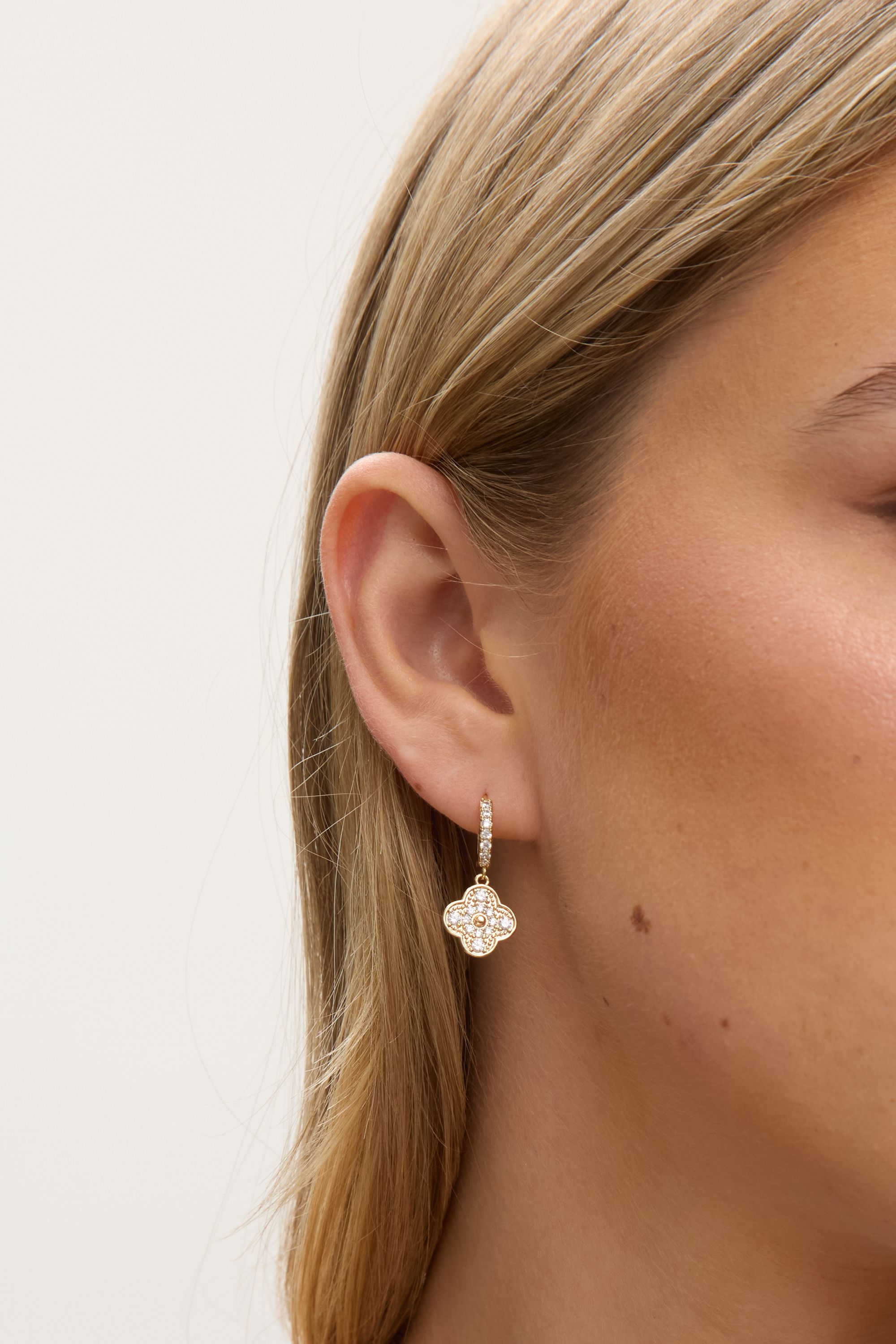 Jon Richard Gold Plated Pave Clover Earrings image 4