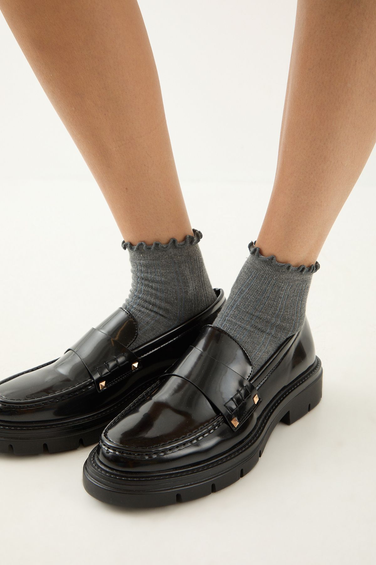 MissPap High Shine Chunky Penny Loafers True Black image 4