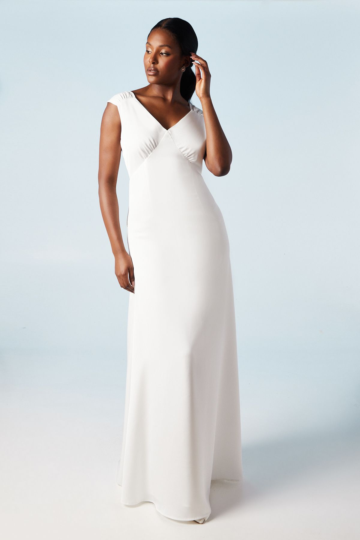 Coast Structured Bow Back Detail Cape Wedding Dress Ivory image 1