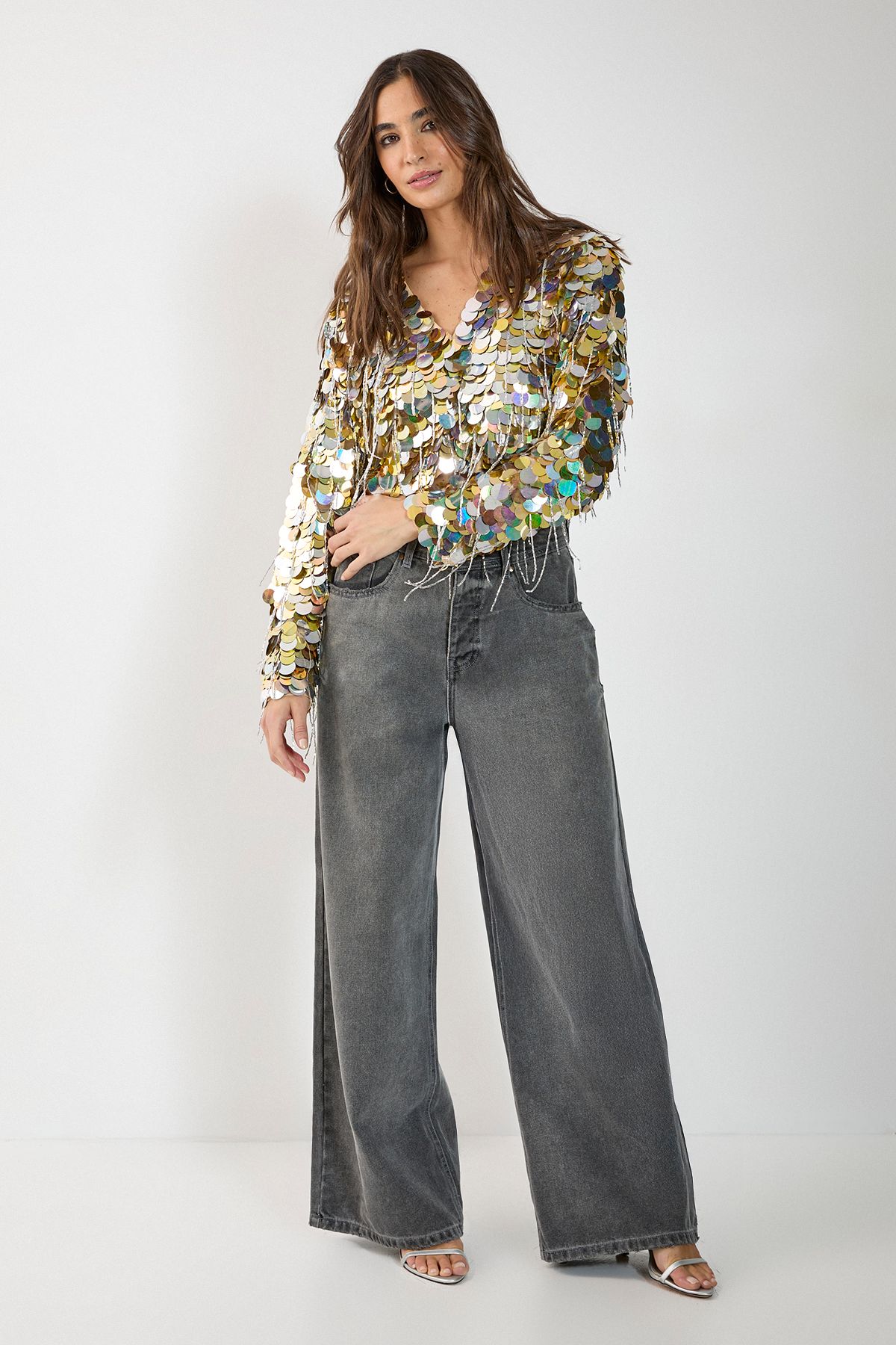 NastyGal Disc Tassel Jacket Gold image 2