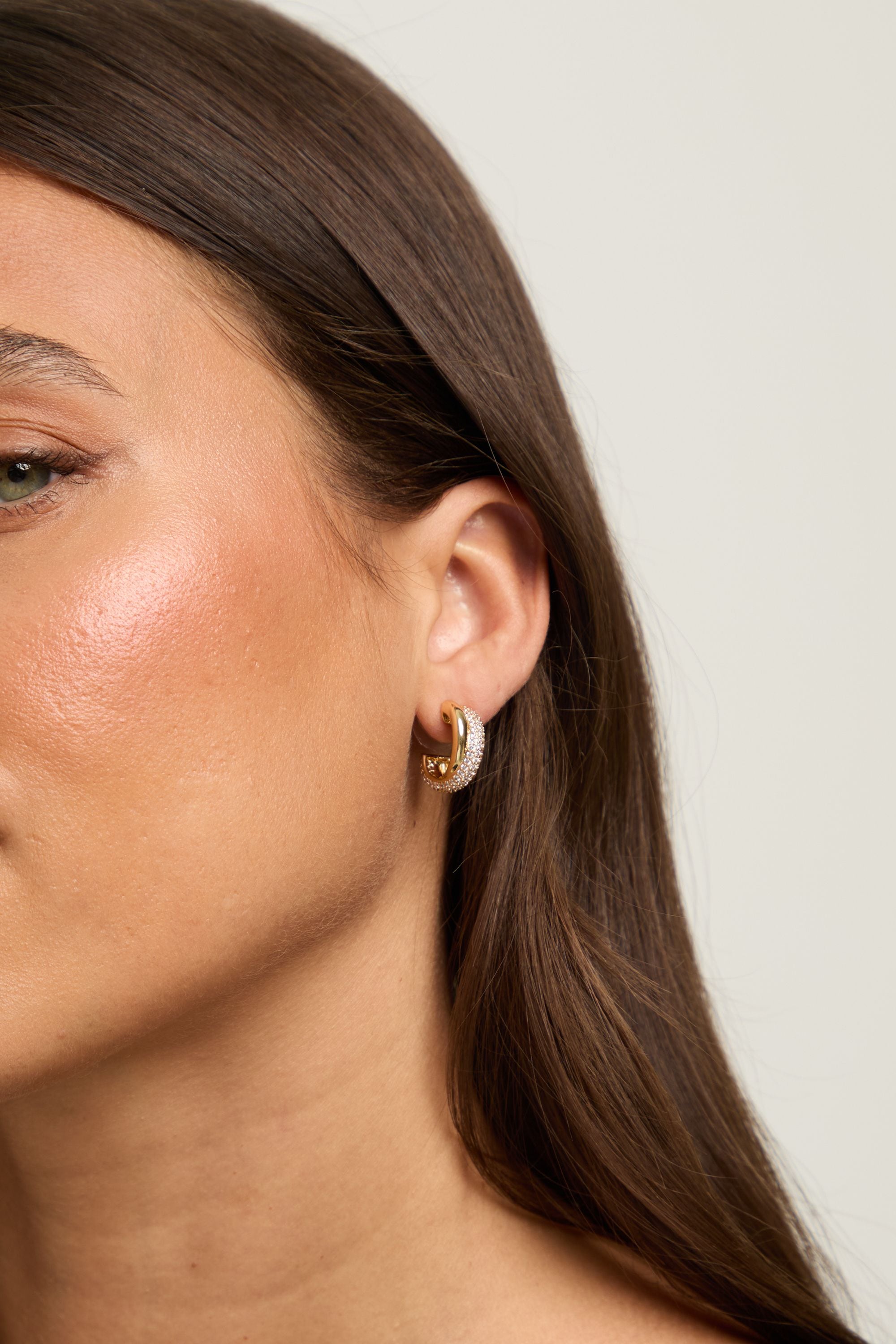 Jon Richard Gold Plated Pave and Polished Hoop Clip Earrings image 2