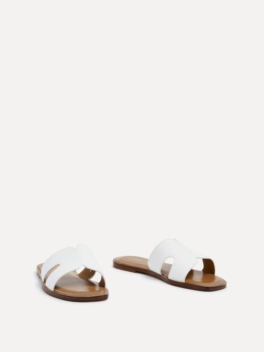 Linzi Petra White Faux Leather Link Design Flat Sandal image 3