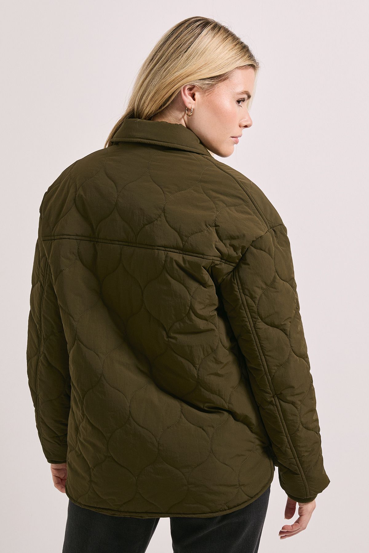Dorothy Perkins Quilted Collared Jacket Olive image 3