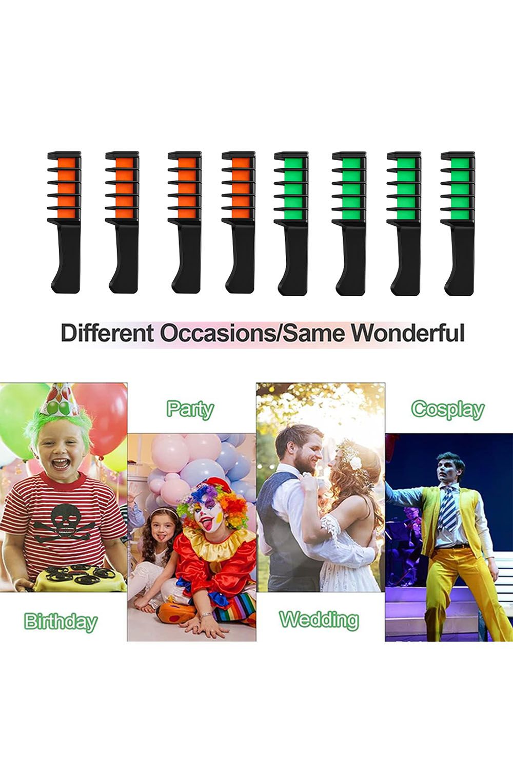 Living and Home 8Pcs Temporary Bright DIY Hair Color Chalk Comb Set image 6