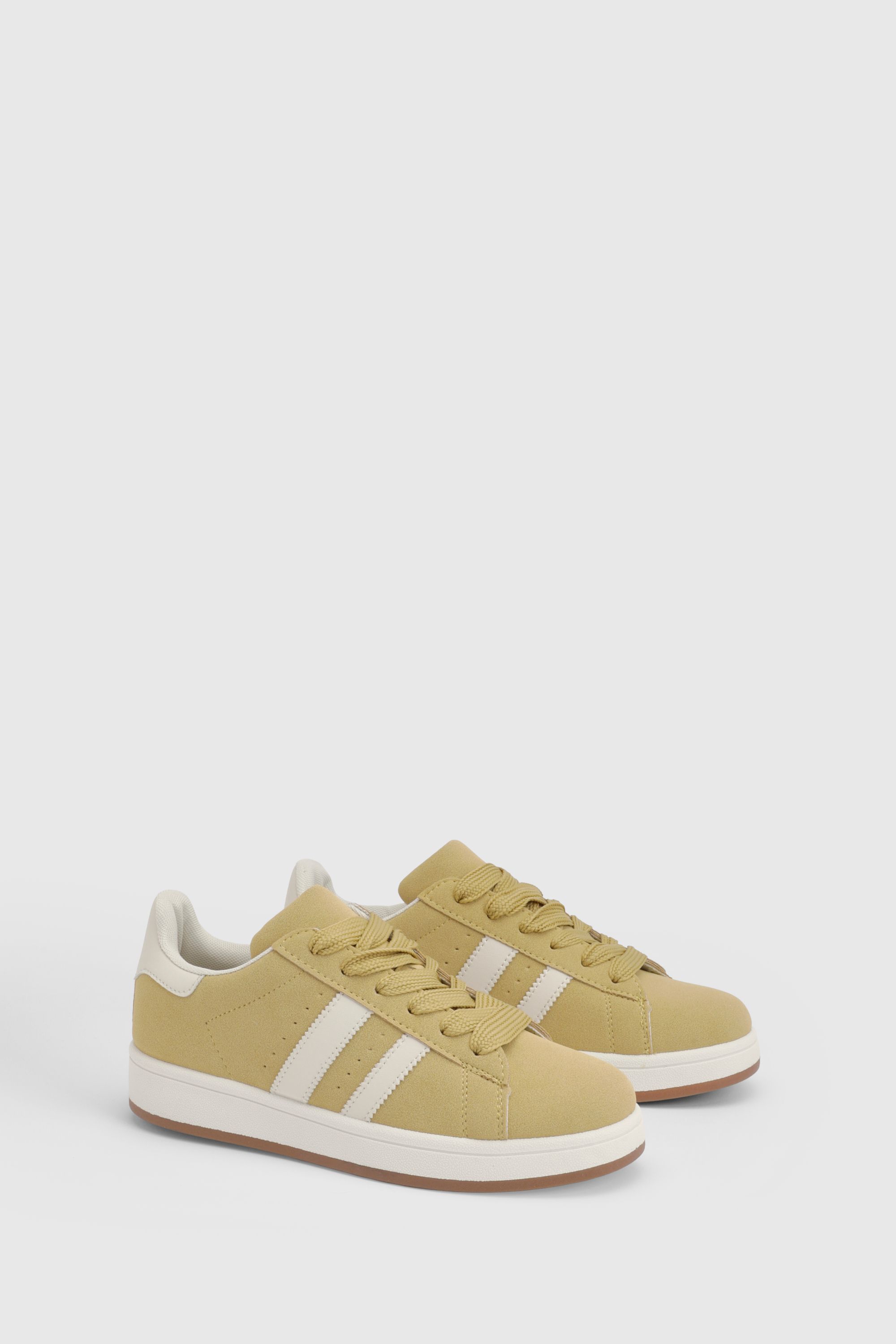 Oasis Lottie Faux Suede Lace Up Trainers Mustard