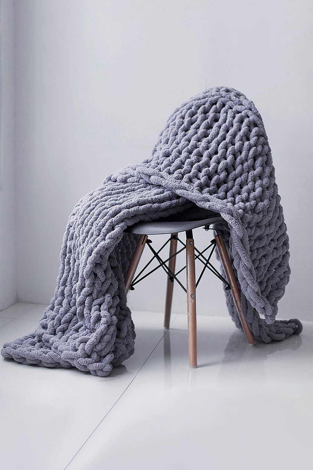 Living and Home Grey Chunky Knit Throw Blanket 80x100CM image 5