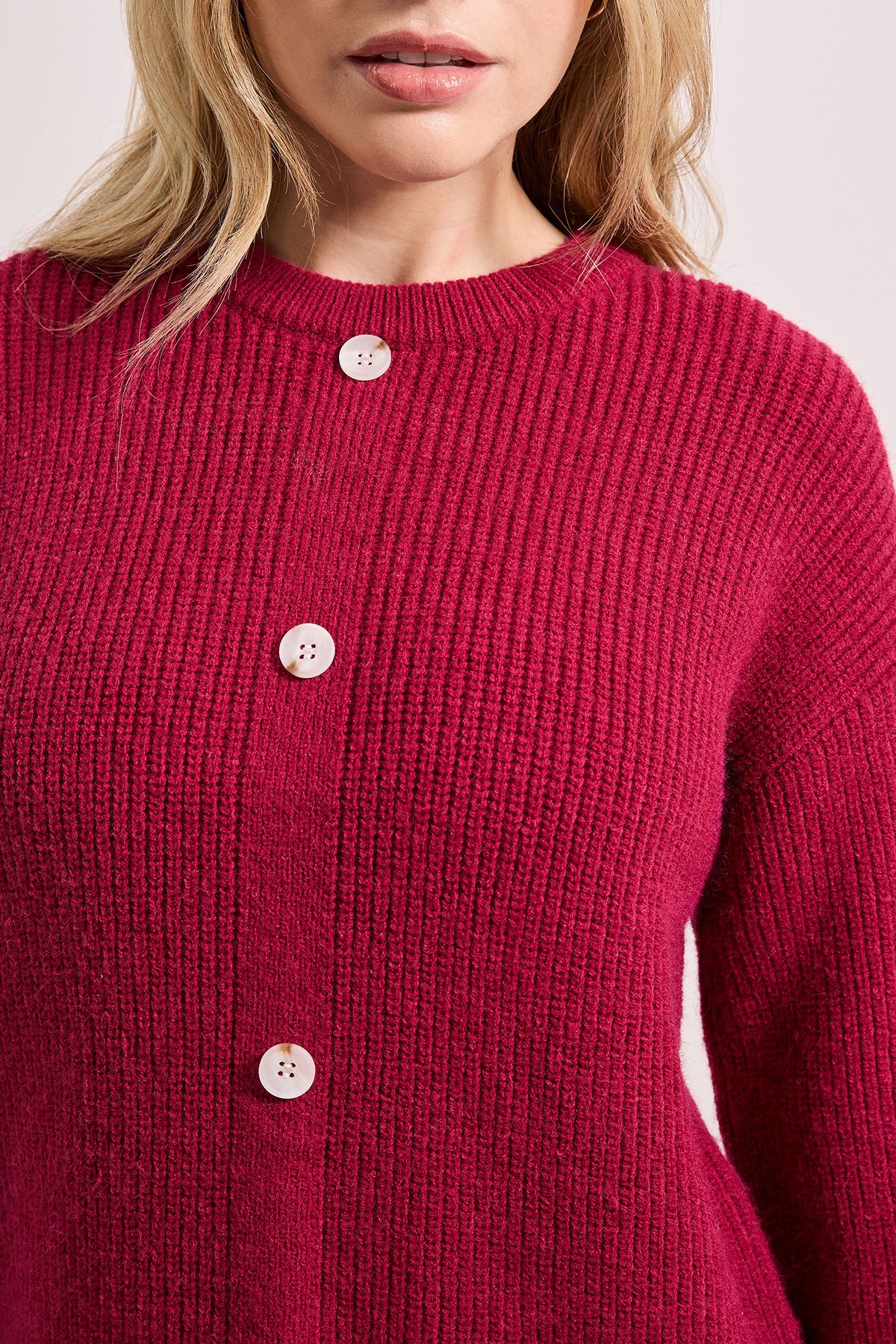 Dorothy Perkins Cranberry Button Down Knitted Dress Cranberry image 5