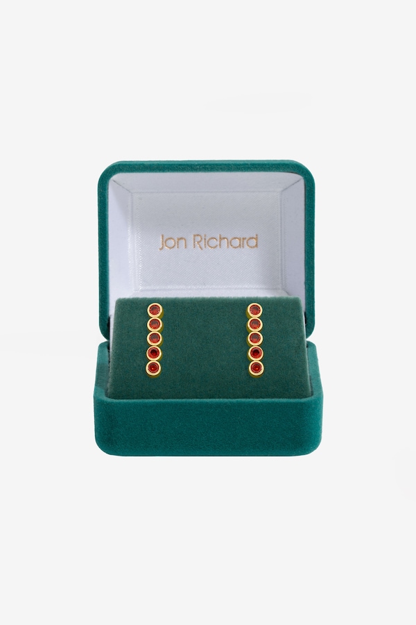 Jon Richard 14K Gold Plated and Red Cubic Zirconia Tennis Earrings - Gift Box