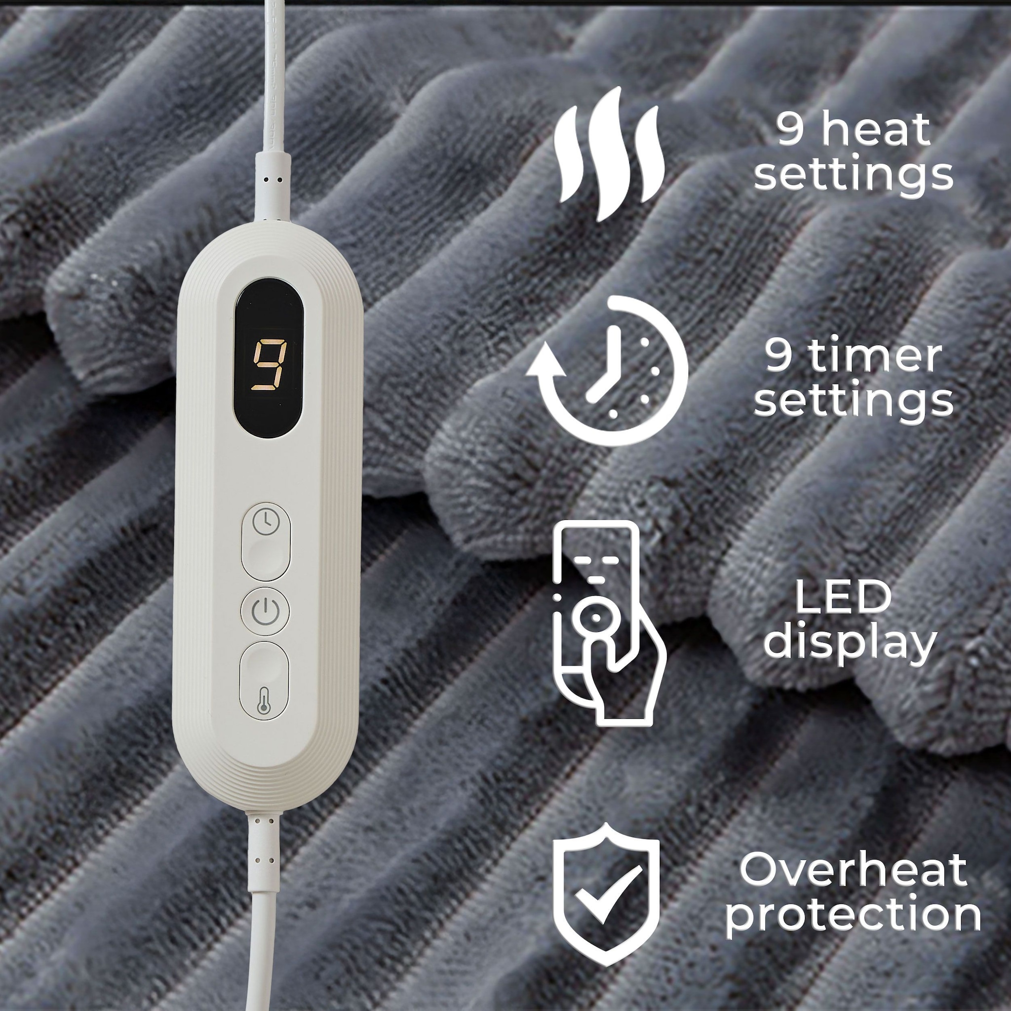 Neo Waffle Shaped Electric Blanket Heated Fleece Overblanket Throw Machine Washable Remote Timer Control Heat Settings image 3