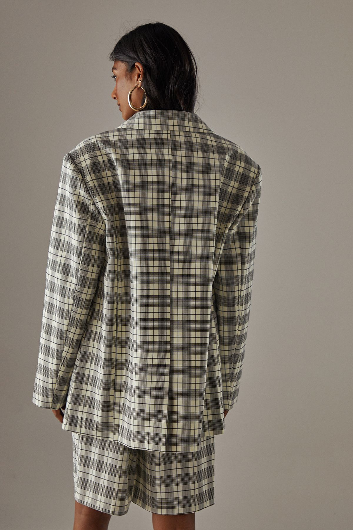 Warehouse Oversized Check blazer Yellow image 3
