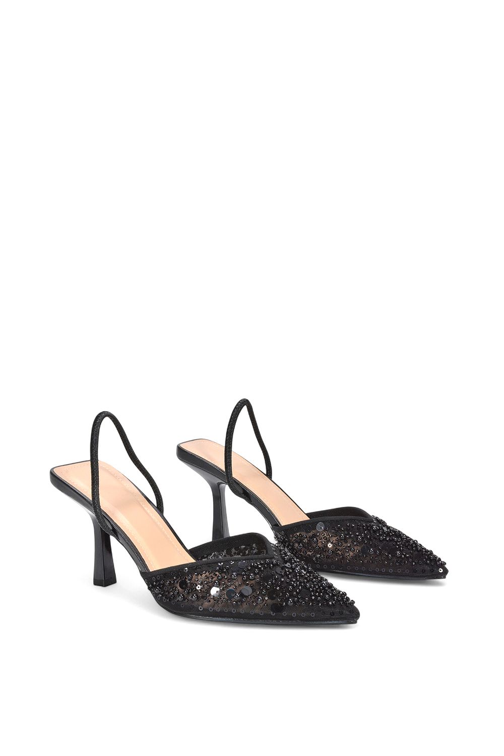 XY London 'Gaynor' Stiletto Heel Slingback Sequin Court Shoes image 3