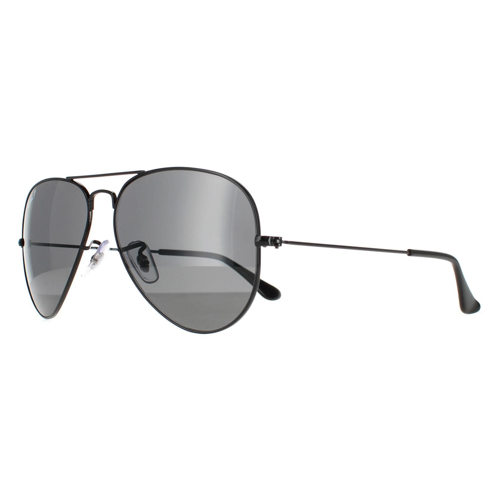 Ray-Ban Aviator Polished Black Black Polarized Aviator 3025 image 2
