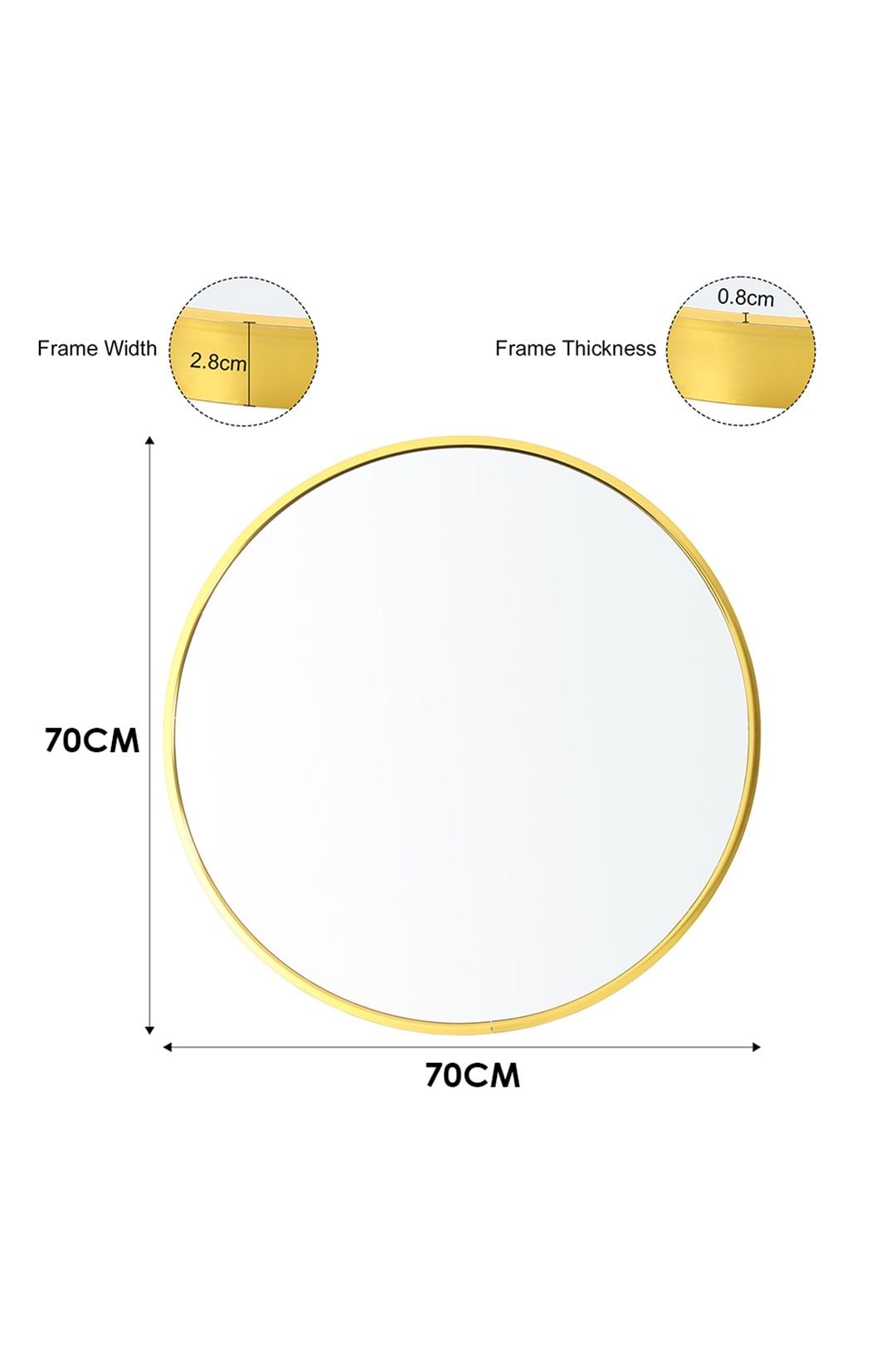 Living and Home 70cm Nordic Gold Round Wall Mirror Statement Piece image 7