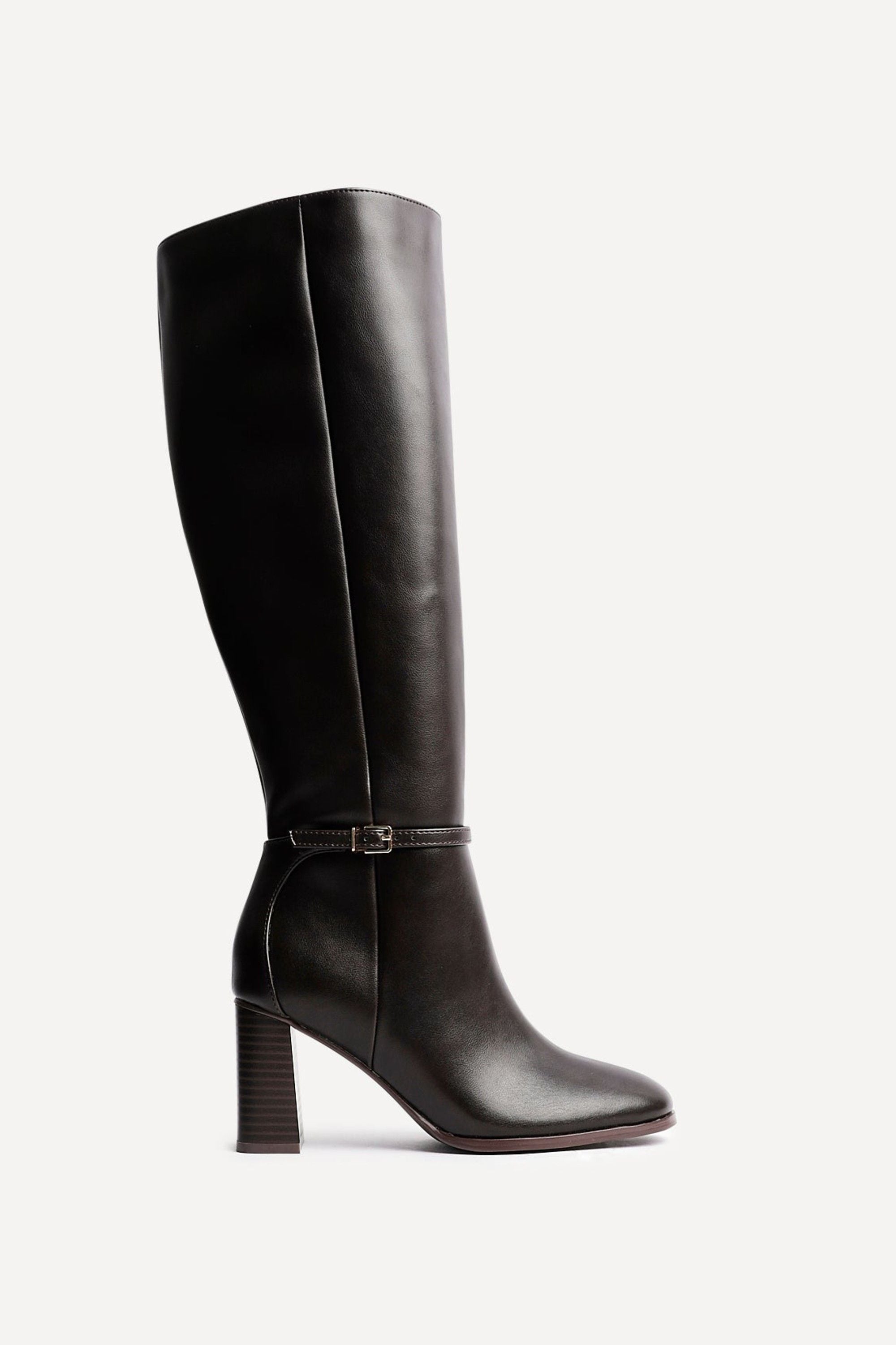 Linzi Midtown Brown Faux Leather Long Heeled Boot