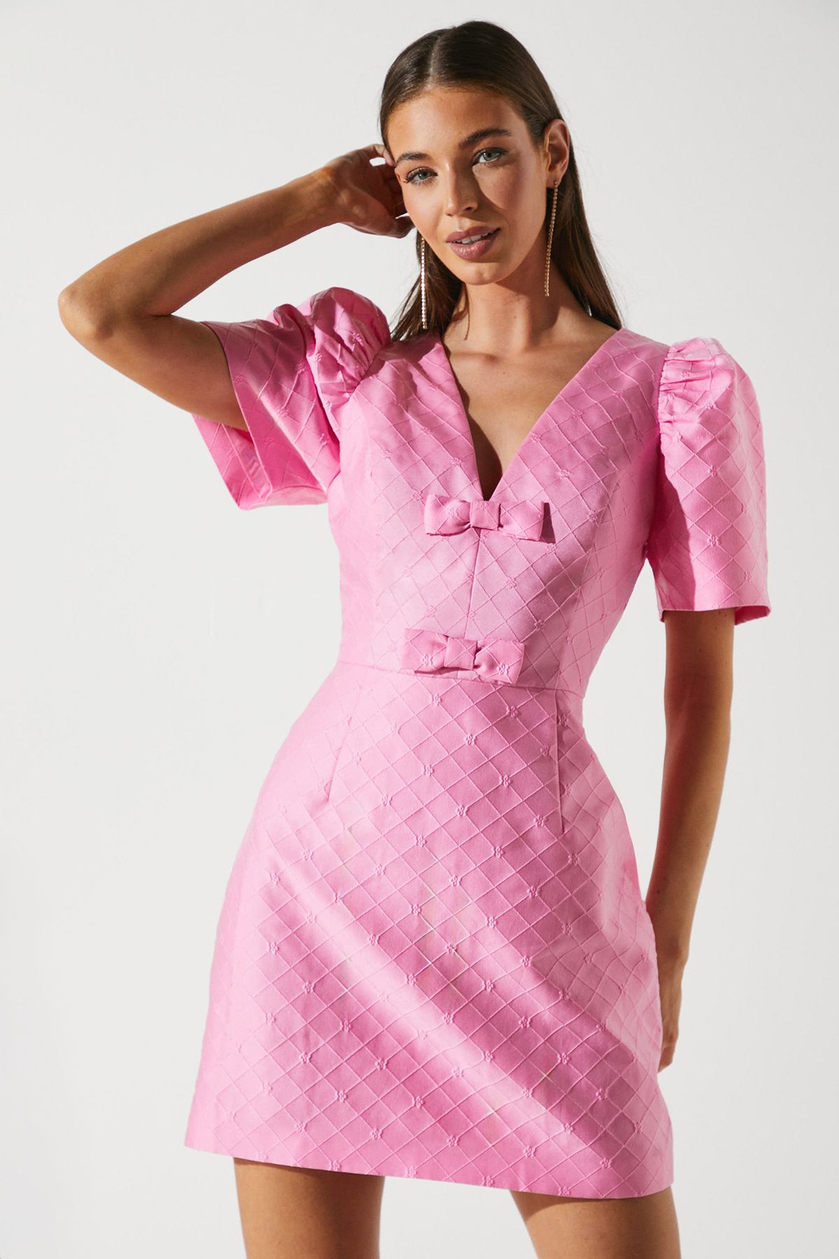 Coast Jacquard Bow Mini Dress Rose image 2