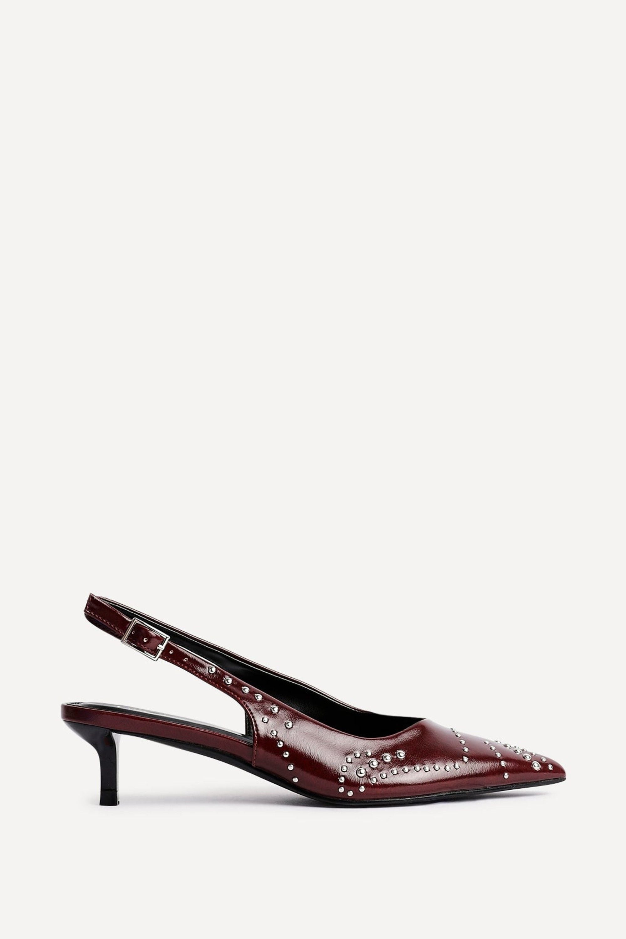 Linzi Crave Burgundy Faux Leather Studded Kitten Heels image 1