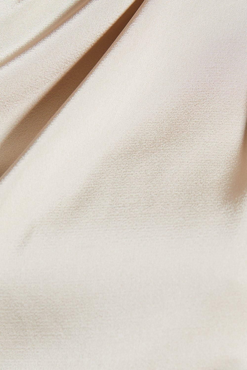 MissPap Satin One Shoulder Asymmetric Flare Sleeve Mini Dress Champagne image 5