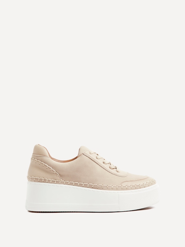 Linzi Harlem Nude Faux Suede And Leather Mix Platform Trainer