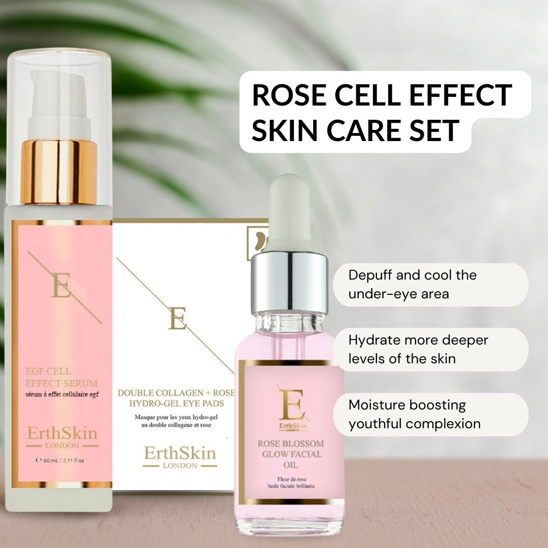 Erth Skin London Anti-Aging Luxe Set: EGF Serum + Rose Glow Oil & D.Collagen Eye Pads image 2