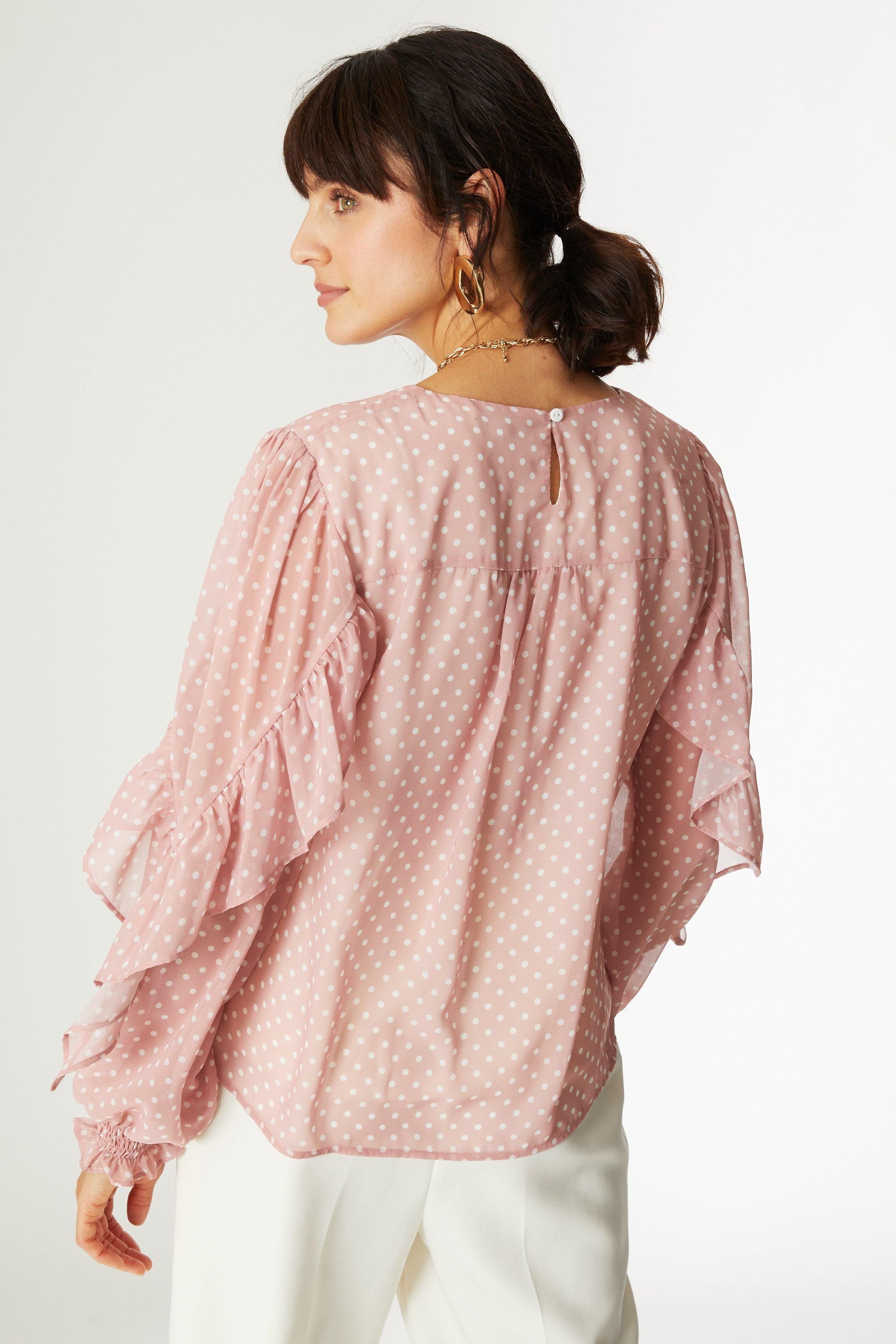 Principles Ruffle Front Spot Blouse Blush image 4