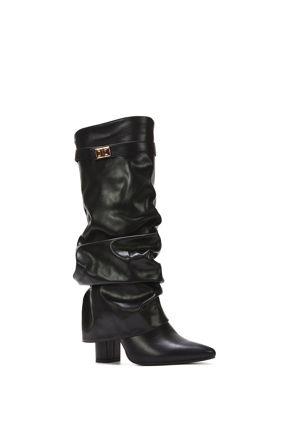 XY London 'Zaria' Slouchy Block Heel Knee High Fold Over Boots image 2