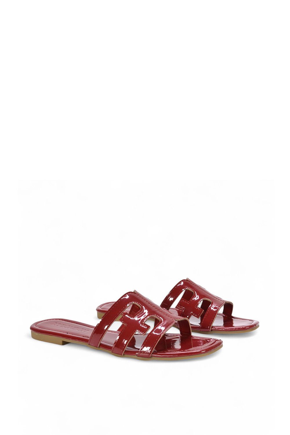 XY London 'Ellie' Square Toe Cut Out Strap Flat Sandal Slides image 3