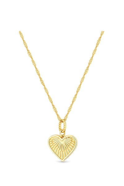 Simply Silver Simply Silver Gold Plated Sterling Silver 925 Etched Heart Necklace