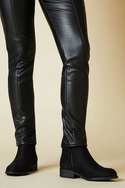 Dorothy Perkins Maddy Side Zip Flat Ankle Boots Natural Black