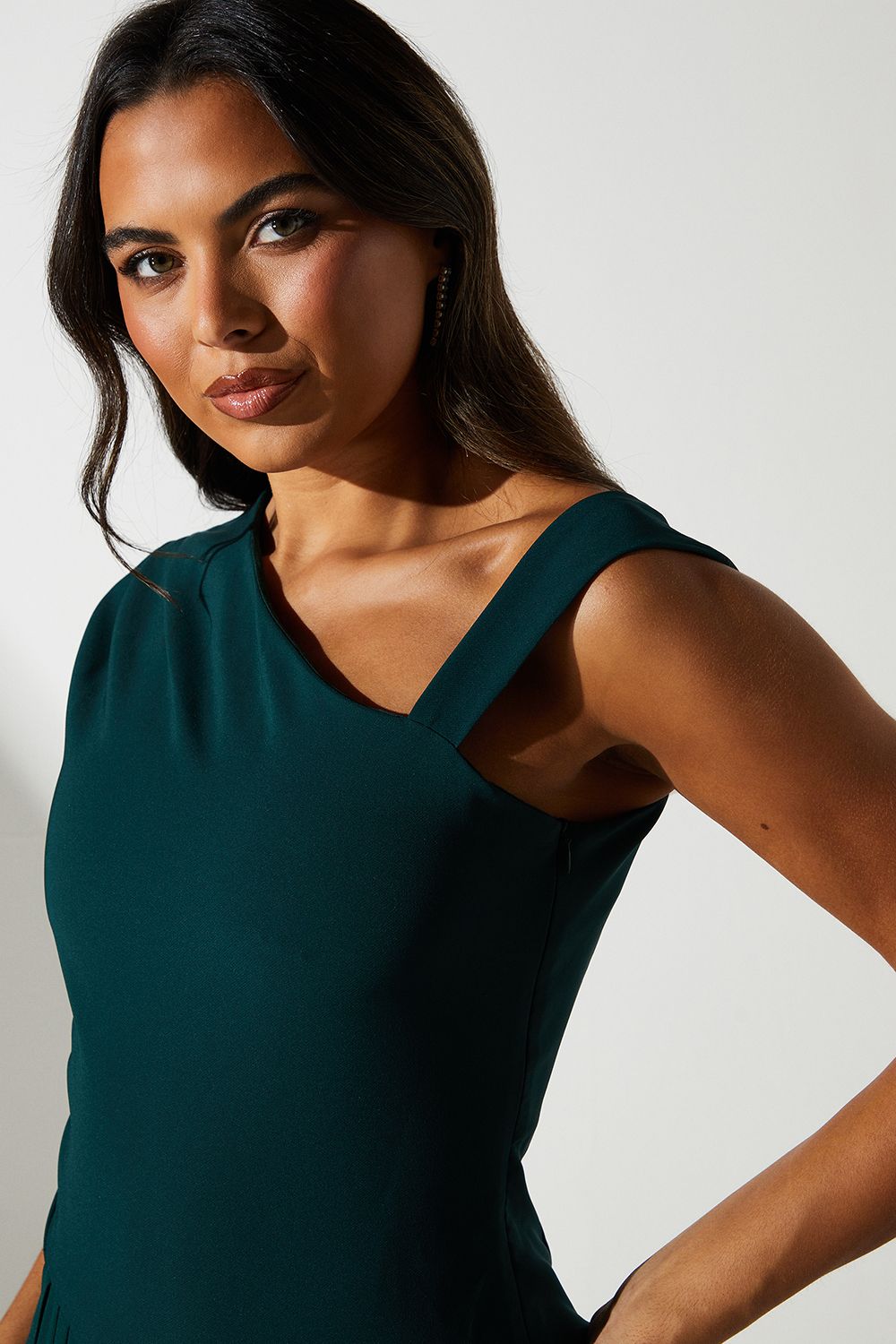 Coast Panelled  Bodice Pleated Skirt Midi Dress Dark Green image 4