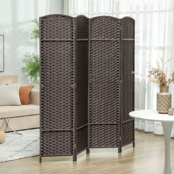 HOMCOM 4 Panel Folding Room Divider, Privacy Screen, 160 x 170cm, Brown