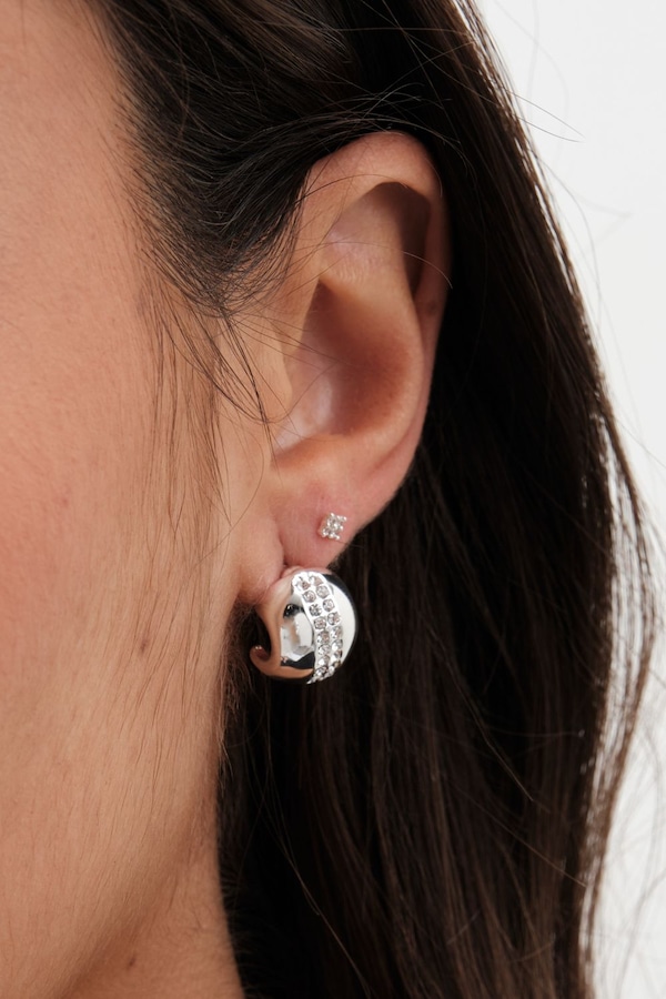 Jon Richard Jon Richard Gold Polished Crystal Dome Stud Earrings