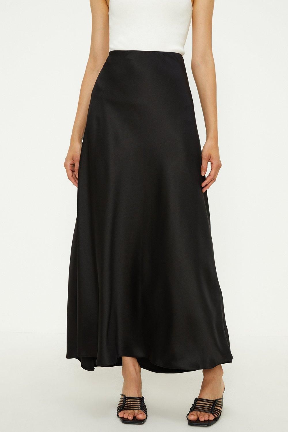 Oasis Satin Bias Cut Maxi Skirt Black image 2