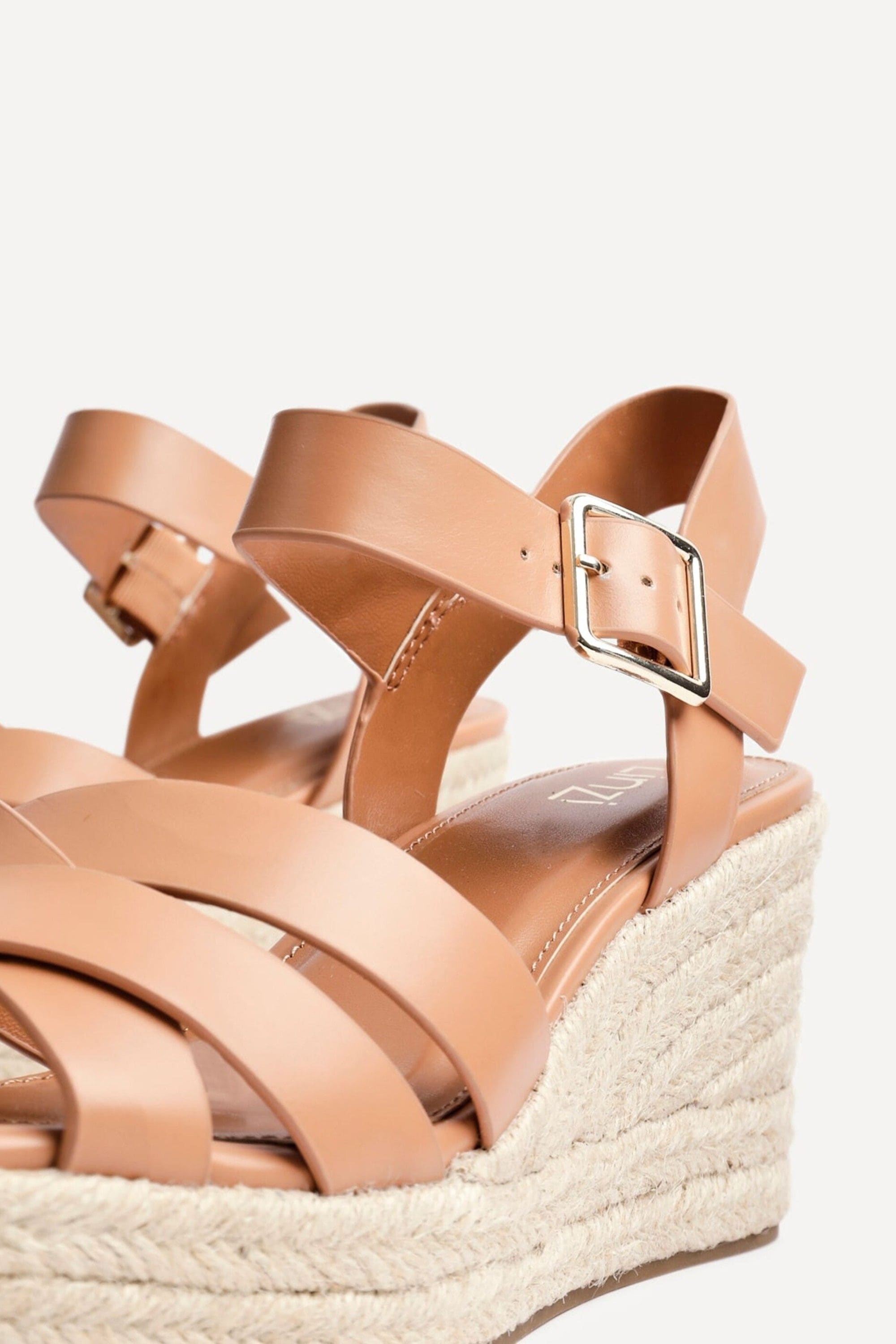 Linzi Sheena Tan Faux Leather Crossover Espadrille Platform Wedge image 5