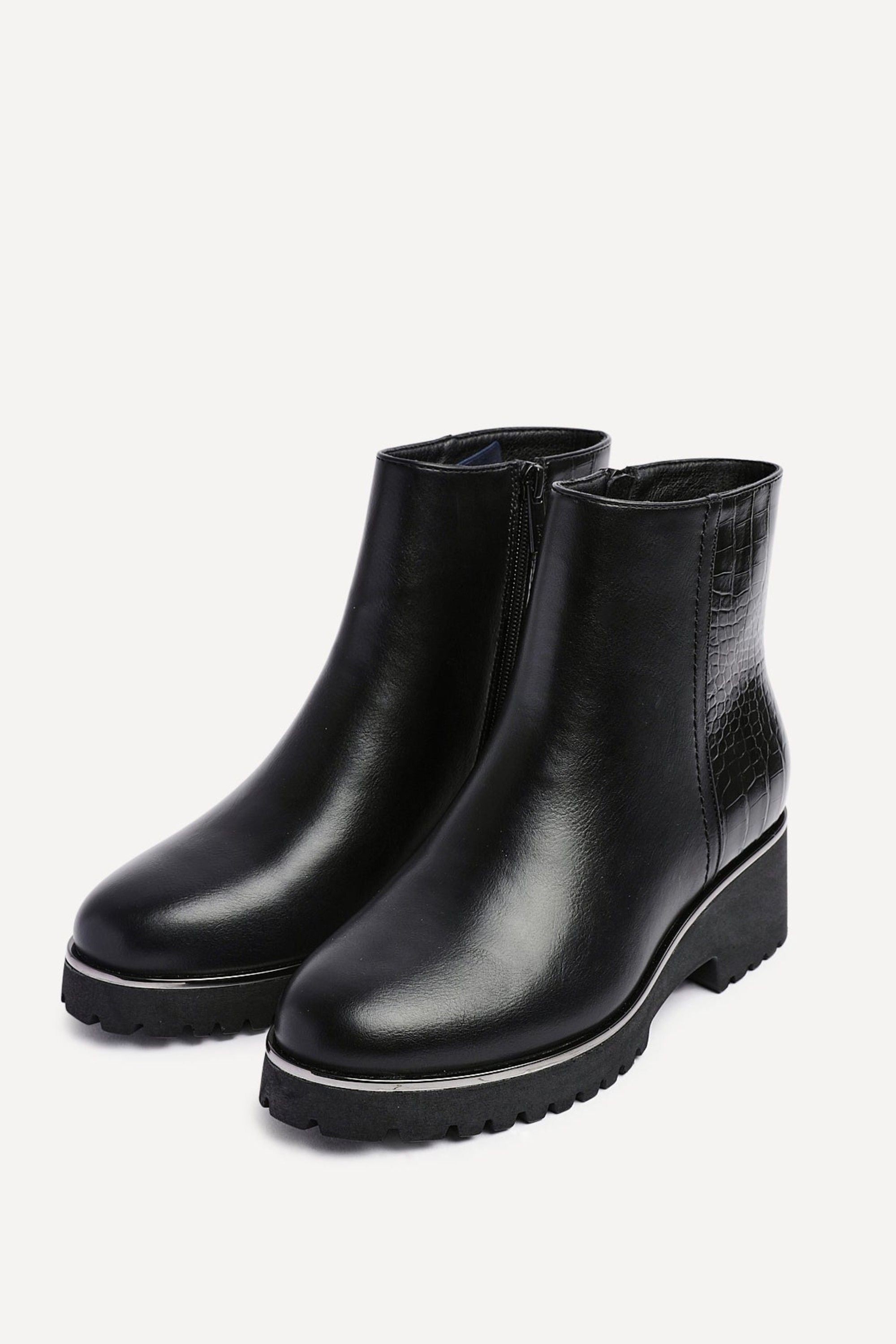 Linzi Navigate Black Croc Mix Wedge Ankle Boot image 5