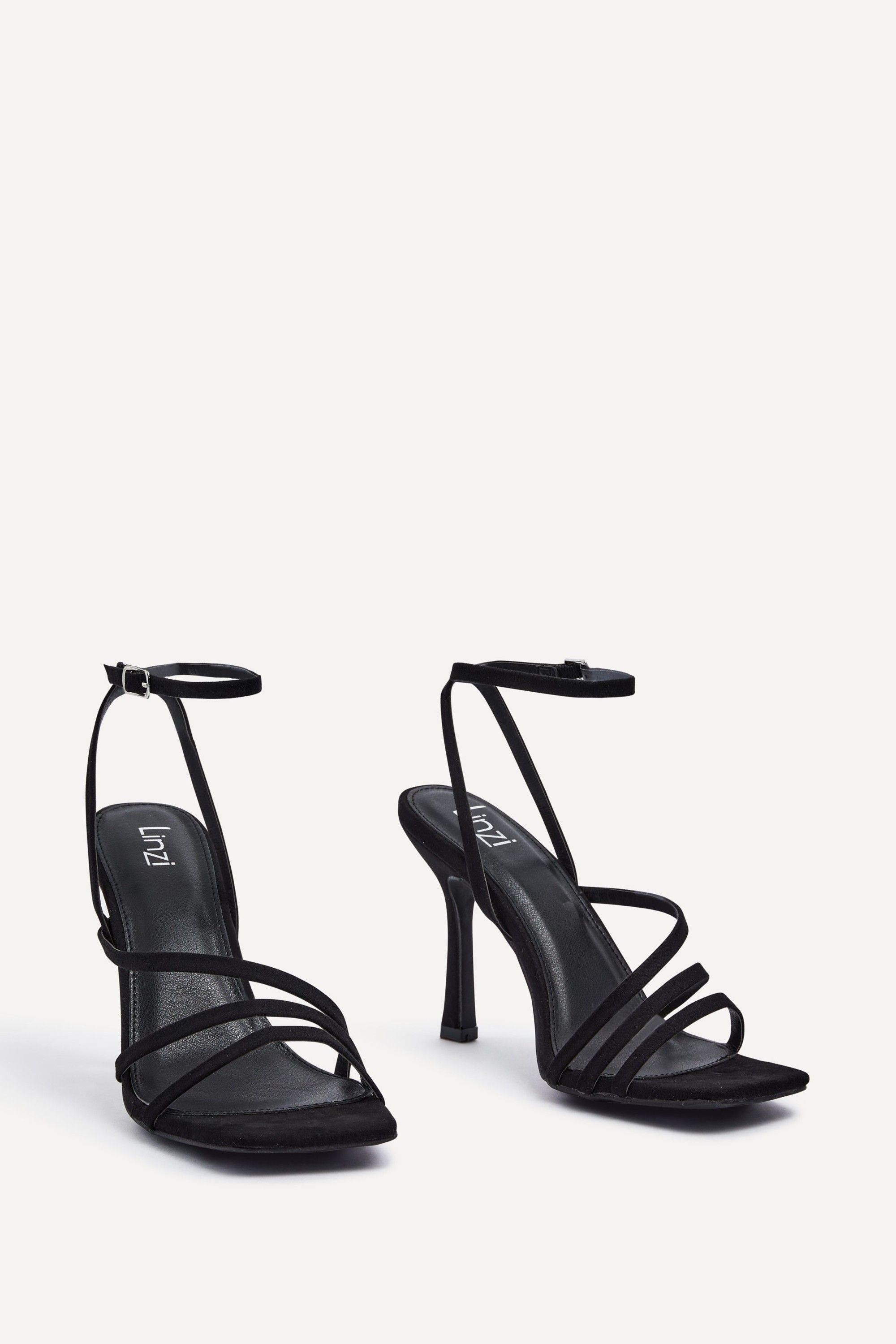 Linzi Scarlett Black Faux Suede Strappy Heels image 3