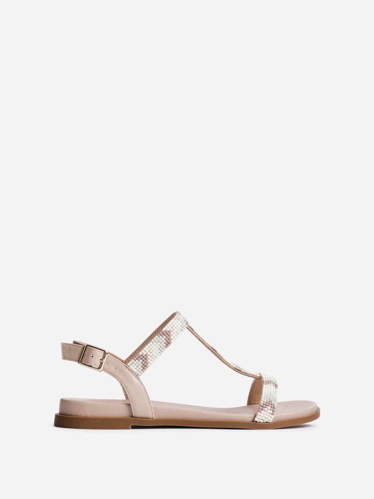 Linzi Sandie Taupe T-Bar Flat Sandals
