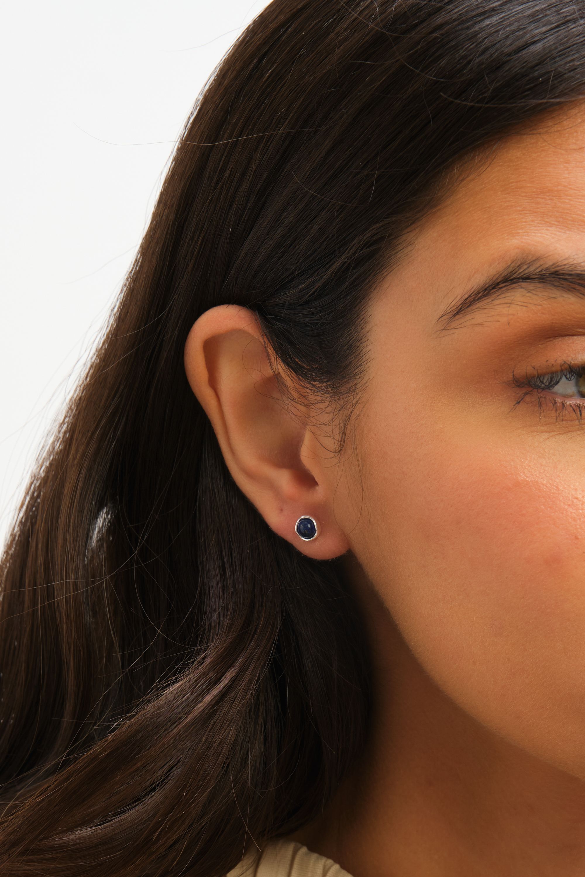 Simply Silver Sterling Silver 925 Polished Lapis Stud Earrings image 2