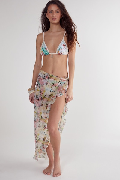 NastyGal Tie Dye Ruffle Beach Skirt Multi