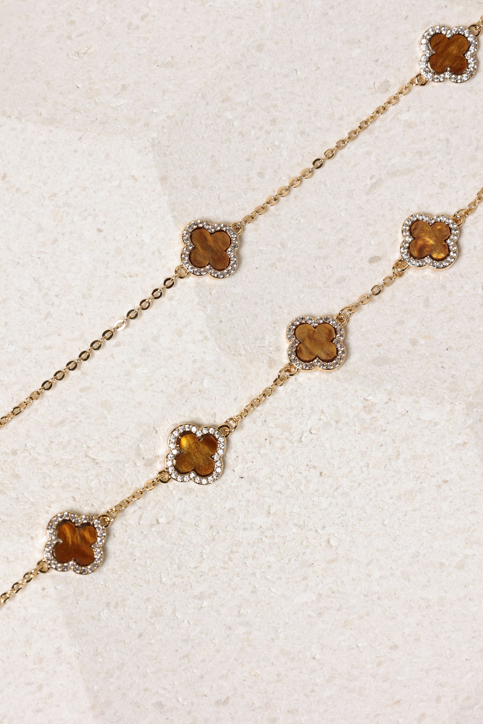 Jon Richard Gold Plated Tigers Eye Clover Bracelet image 3