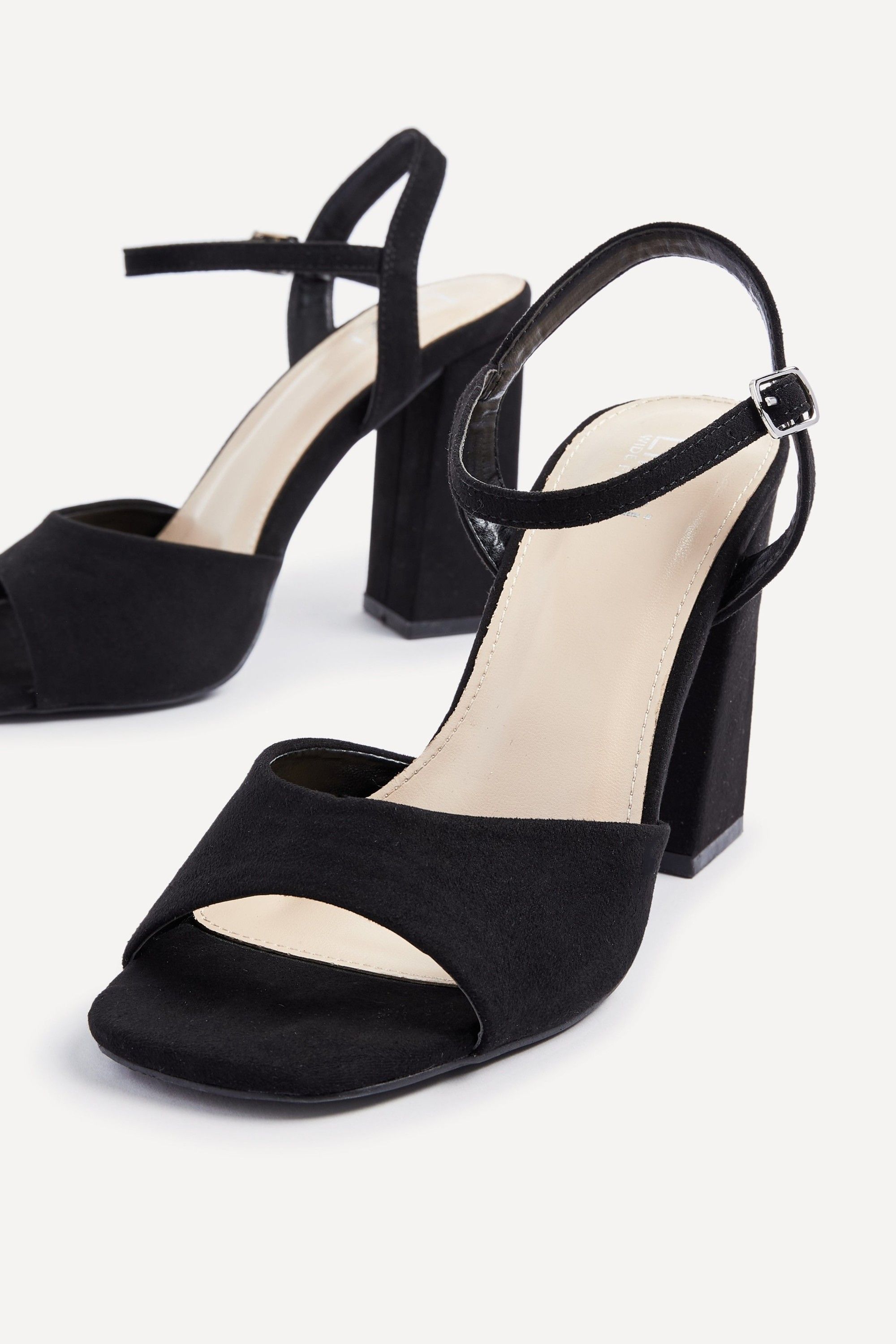 Linzi Monroe Wide Fit Black Suede Block Heeled Sandals image 4