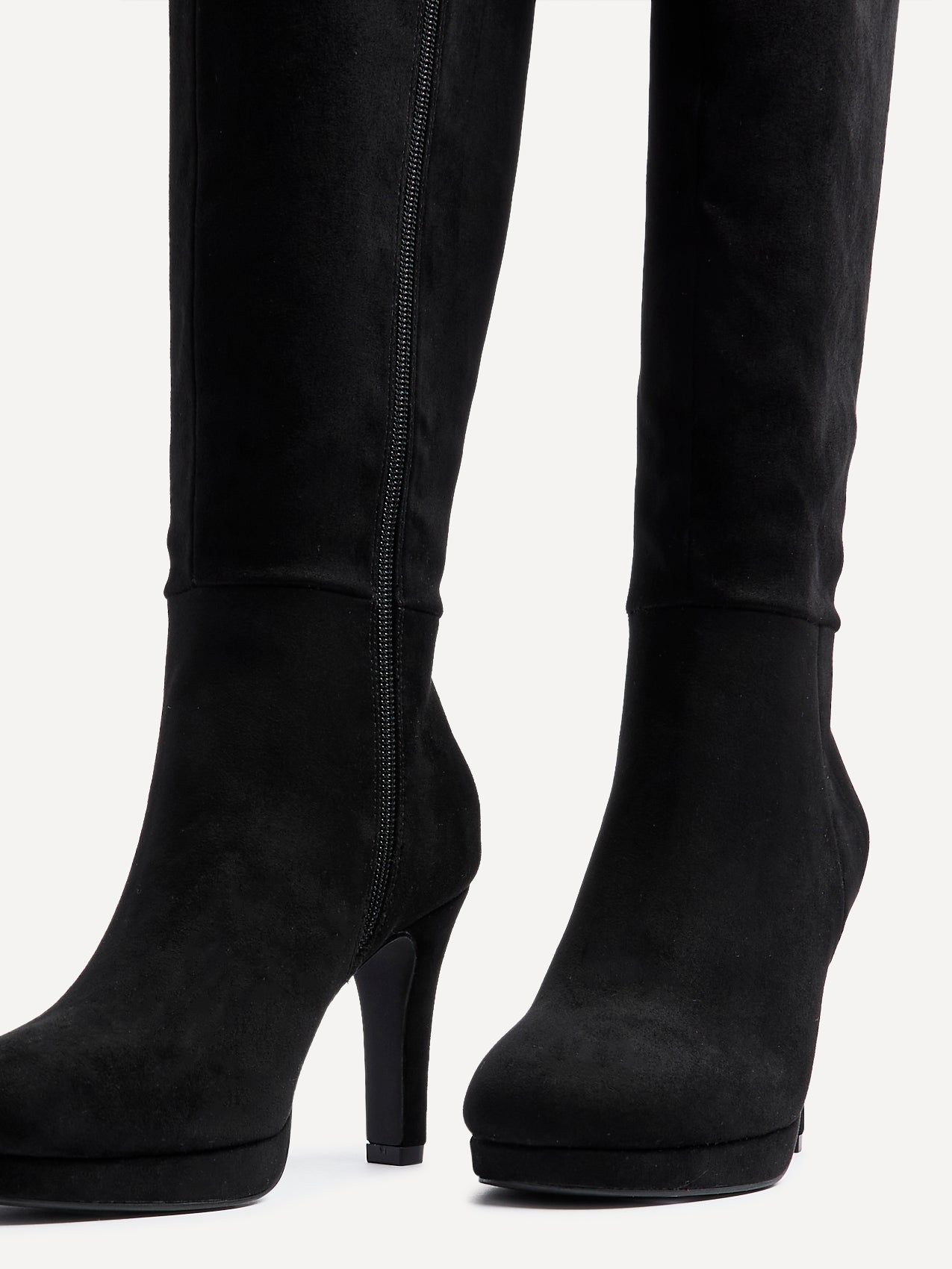 Linzi Shelby Black Faux Suede Knee High Heeled Boot image 5