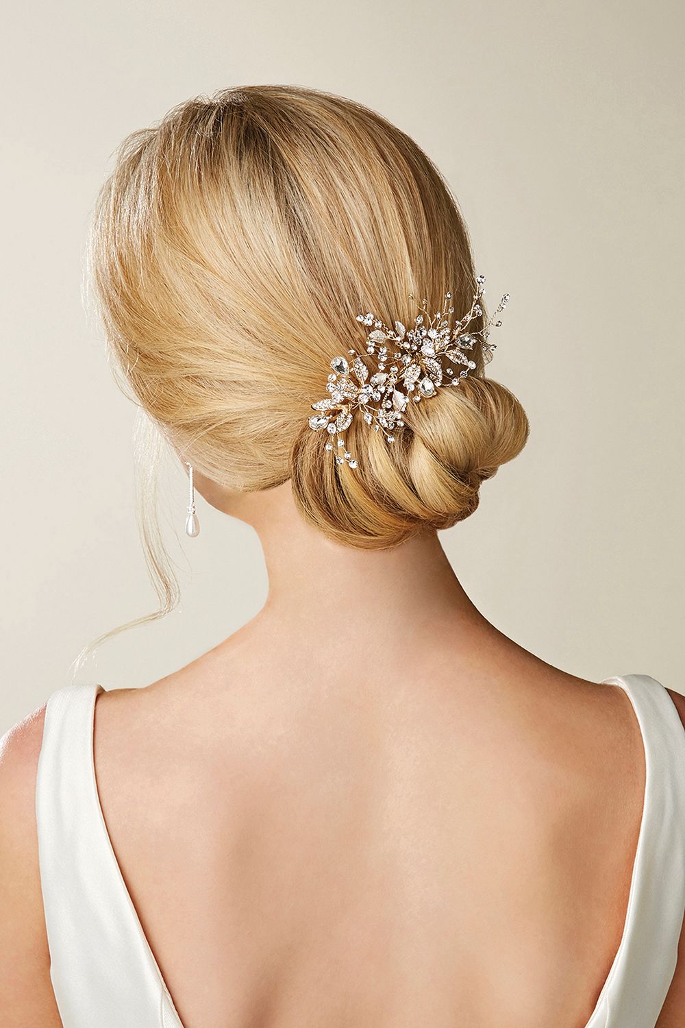 Jon Richard Gold Plated Harmony Gold Leaf And Crystal Sprig Clip image 2