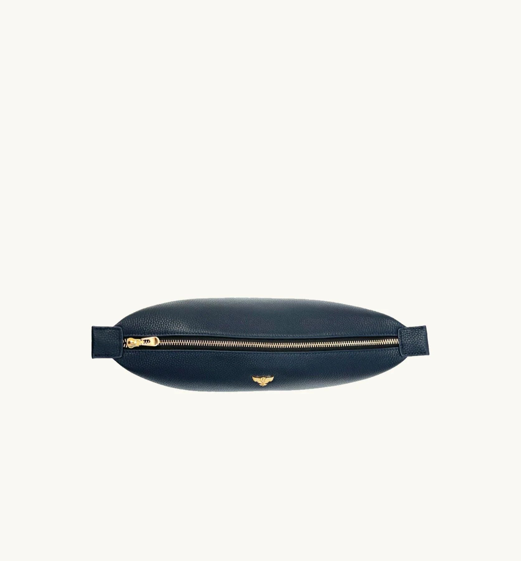 Apatchy London Small Leather Navy Makeup Bag image 3