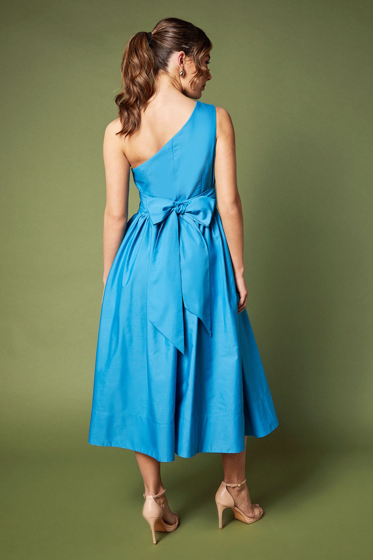 Coast One Shoulder Corsage Midi Dress Blue image 3